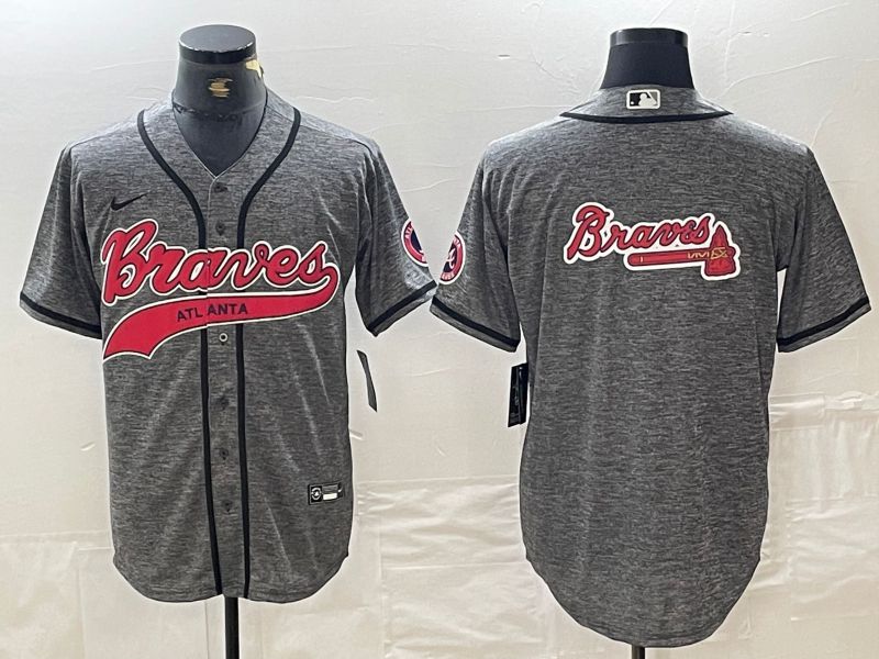 Men Atlanta Braves Blank Grey Jointly 2024 Nike MLB Jersey style 6->detroit lions->NFL Jersey